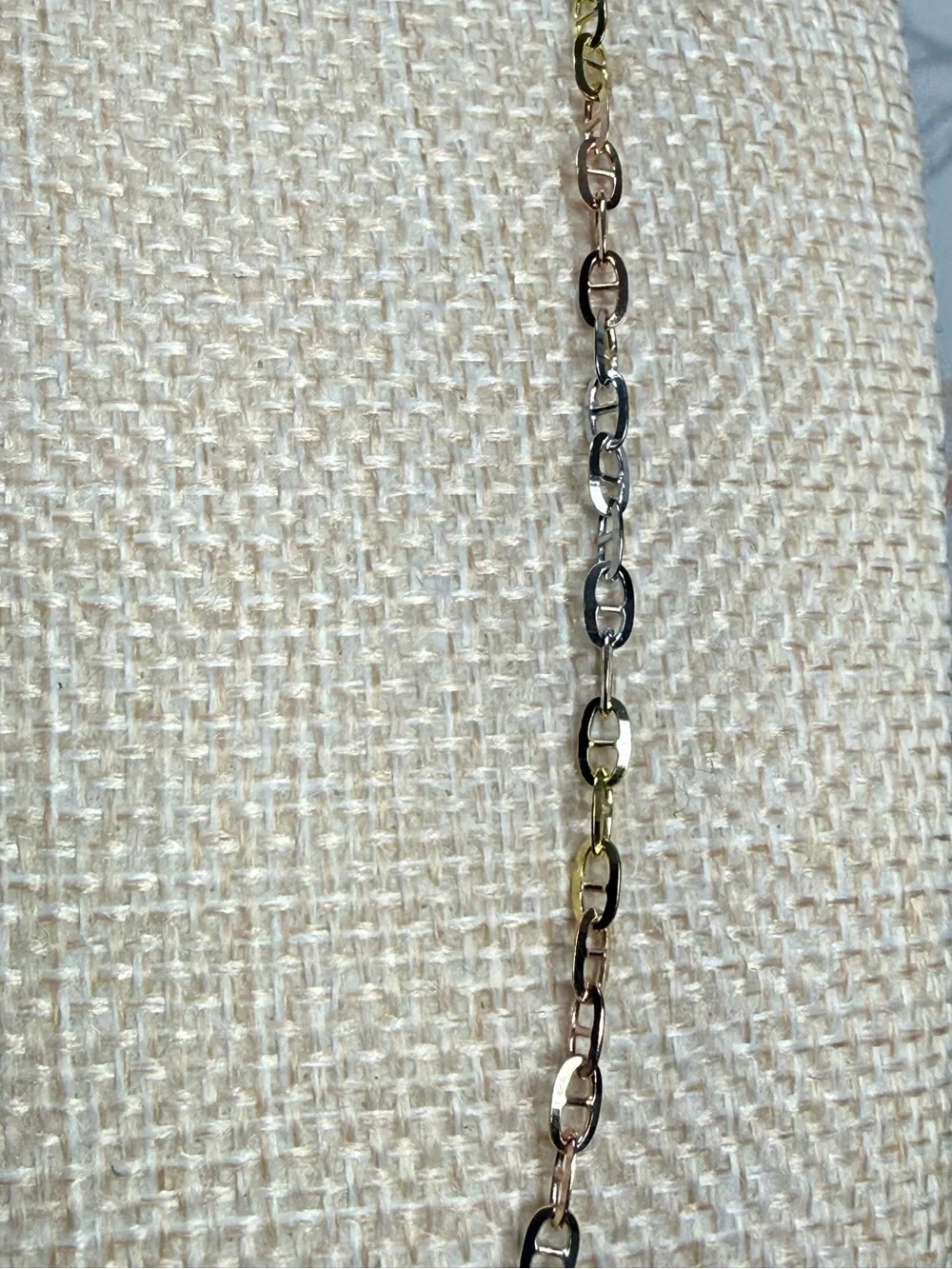 TriColor Gold Plated Sterling Silver Chain Necklace-New